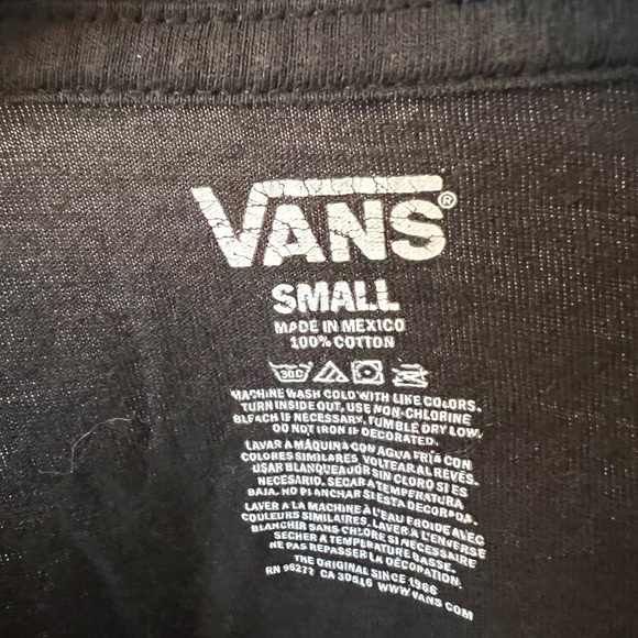 Vans T-Shirt Men's Small S Long Sleeve Off The Wall Graphic Logo Crew Neck Black - Picture 4 of 5